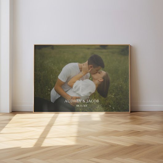 モダン名前をカスタムする結婚のカップル写真 ポスター