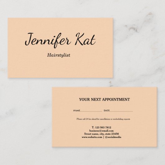 モダン名前アドレス文字の予定を追加 予約カード (正面/裏面)