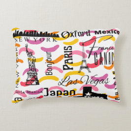 モダン名門私立校風のデザインカラフル抽象芸術ユニーク文字 アクセントクッション