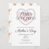 モダン名門私立校風の真珠とプロセッコ母の日パーティー 招待状 (正面/裏面)