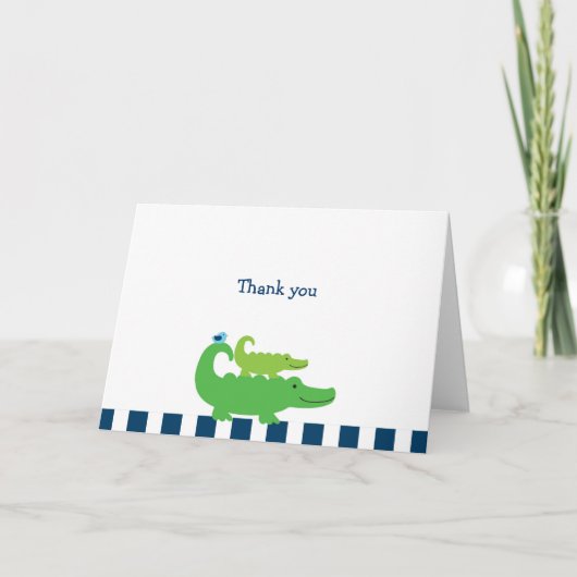 モダン名門私立校風のAligator Thank You Note Card サンキューカード (正面)