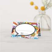 モダン吹き出しおもしろい漫画書 プレイスカード (正面)