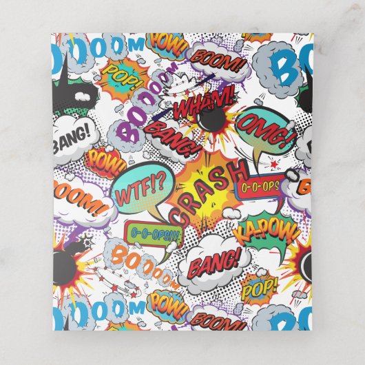 モダン吹き出しおもしろい漫画書 プレイスカード (内部開封)