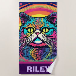 モダン善猫 ビーチタオル