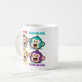 モダン四匹の賢い猿 グラフィックアート コーヒーマグカップ (正面左)