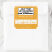 モダン四角縁どシンプルオレンジ黄色ロゴ スクエアシール (バッグ)