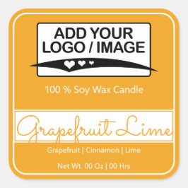 モダン四角縁どシンプルオレンジ黄色ロゴ スクエアシール