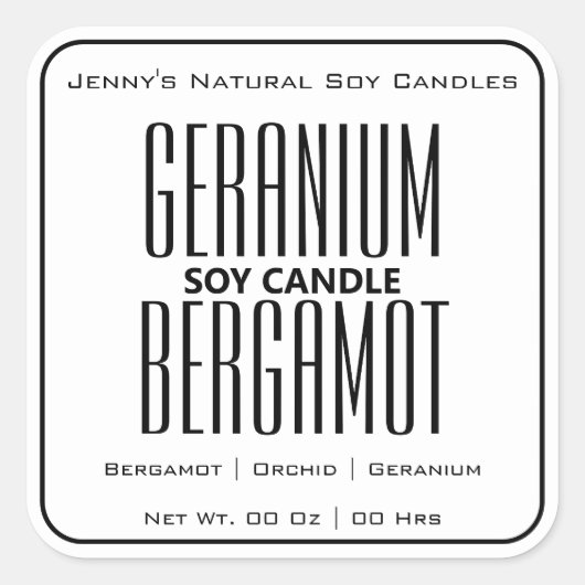 モダン四角縁どシンプルプレーン白キャンドル スクエアシール (正面)