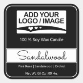 モダン四角縁どシンプルホワイトブラックロゴイメージ スクエアシール (正面)