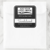 モダン四角縁どシンプルホワイトブラックロゴイメージ スクエアシール (バッグ)