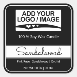 モダン四角縁どシンプルホワイトブラックロゴイメージ スクエアシール