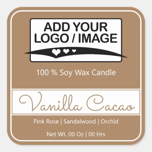 モダン四角縁どシンプルライトブラウン スクエアシール (正面)