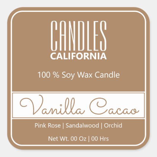 モダン四角縁どシンプル薄茶色キャンドル スクエアシール (正面)