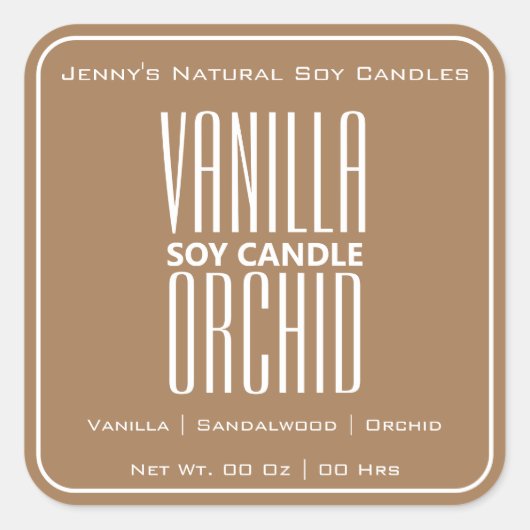 モダン四角縁どシンプル薄茶色キャンドル スクエアシール (正面)