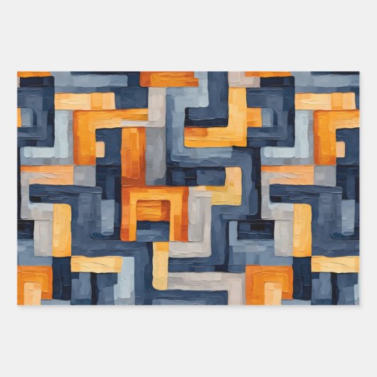 モダン図形:ダイナミックパターン ラッピングペーパーシート (正面)