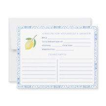 モダン地中海のブライダルシャワーレシピカード