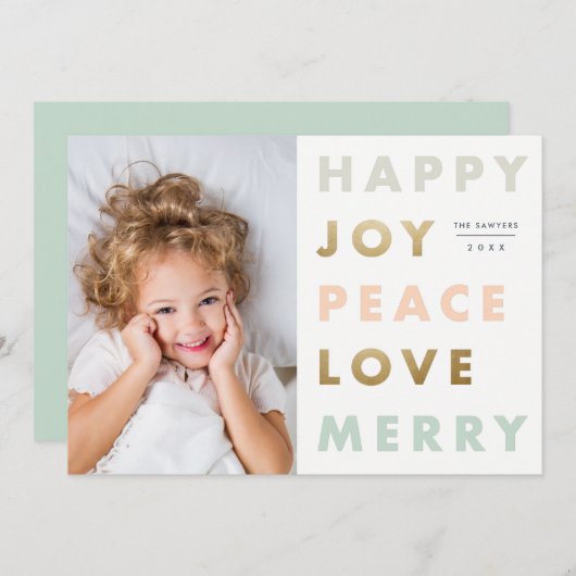 モダン型はっきりした写真クリスマス シーズンカード (正面/裏面)