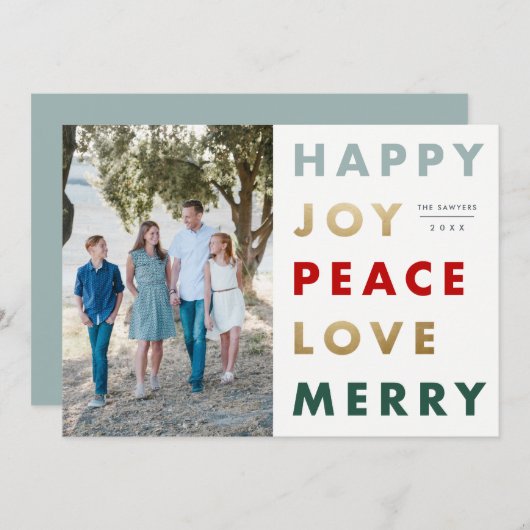 モダン型はっきりした写真クリスマス シーズンカード (正面/裏面)