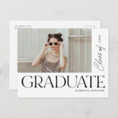 モダン型はっきりした卒業写真パーティー  案内ポストカード (正面/裏面)