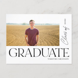 モダン型はっきりした卒業写真パーティー   案内ポストカード