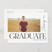 モダン型はっきりした卒業写真パーティー   案内ポストカード (正面/裏面)