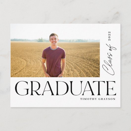 モダン型はっきりした卒業写真パーティー   案内ポストカード (正面)