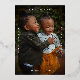 モダン型ミニマル写真クリスマス 箔シーズンカード