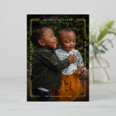 モダン型ミニマル写真クリスマス 箔シーズンカード (立ち正面)