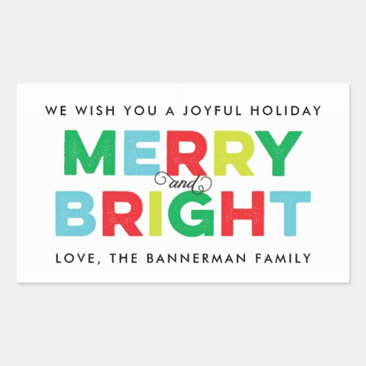 モダン型メリー明カラフル明のカスタム贈り物 長方形シール (正面)