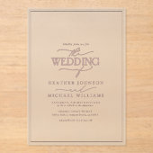 モダン埃バラ書道結婚の アクリル招待状 (正面)