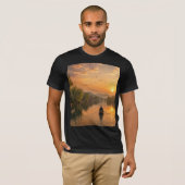 モダン墨絵風の川沿いの風景 Tシャツ (正面フル)