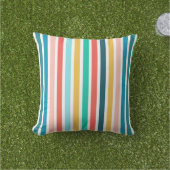 モダン夏カラフル縦ストライプ列 アウトドアクッション (芝生)