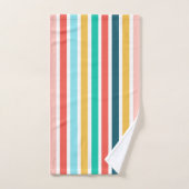 モダン夏カラフル縦ストライプ列 バスタオルセット (ハンドタオル)