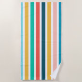 モダン夏カラフル縦ストライプ列 ビーチタオル (正面)