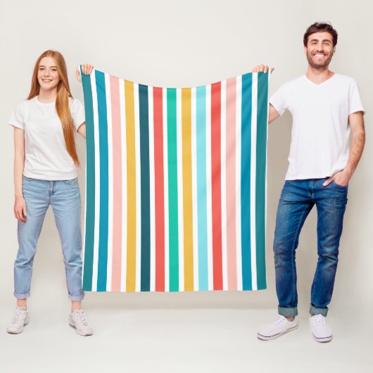 モダン夏数々の色の垂直ストライプ色 フリースブランケット (インサイチュ)