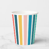 モダン夏数々の色の垂直ストライプ色 紙コップ (裏面)