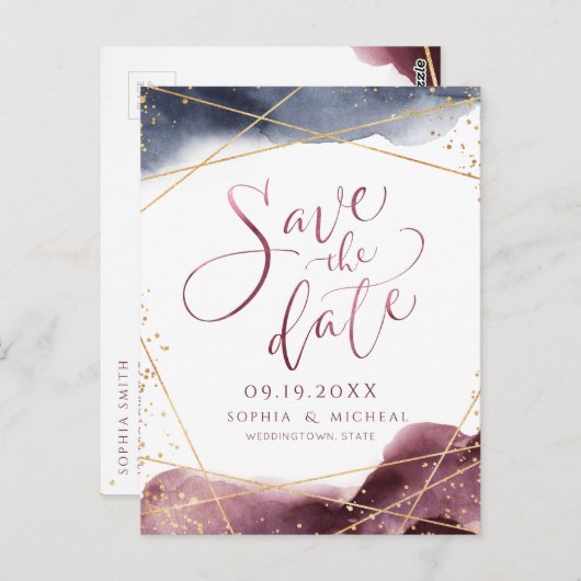 モダン夕暮れ水彩幾何学保存日 ポストカード (正面/裏面)