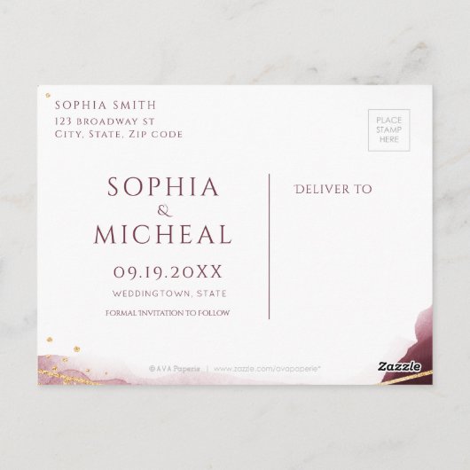 モダン夕暮れ水彩幾何学保存日 ポストカード (裏面)