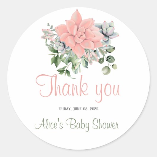 モダン多汁水彩植物性グリーンサンゴ ラウンドシール (正面)