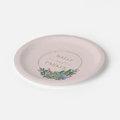 モダン多肉植物 ウェディングまたはブライズシャワー プレート (アングル)