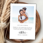 モダン大お洒落文字2写真結婚の サンキューカード