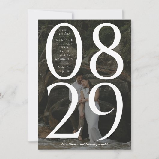 モダン大はっきりした日付の背景 セーブザデート (正面)