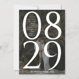 モダン大はっきりした日付写真の背救景D マグネット招待状