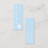 モダン大シンプルきなHELLO SCRIPT独自のロゴブルー スキニー名刺 (正面/裏面)