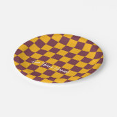 モダン大ス市松模様にポーツのチームスピリット ペーパープレート (アングル)