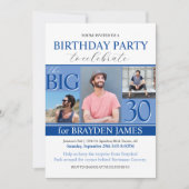 モダン大人キッズブルー任意の年齢誕生日招待状 招待状 (正面)