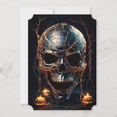 モダン大人ハロウィンパーティー ブラック ゴールド スカル 招待状 (裏面)