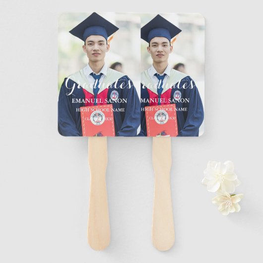 モダン大学院のスクリプクラシックト写真名門私立校風の ハンドファン (正面&裏面)