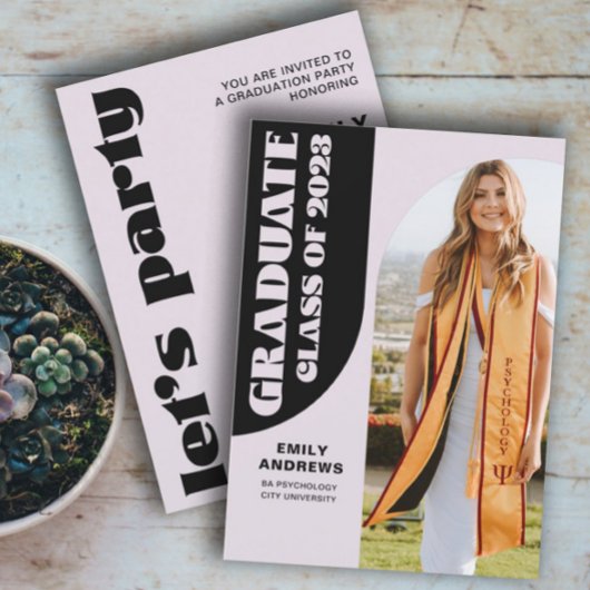 モダン大学院パープルアーチ&フォトグラードパーティー 招待状