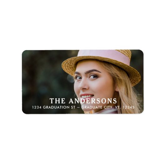 モダン大学院写真パーソナライズされた差出人住所 ラベル (正面)